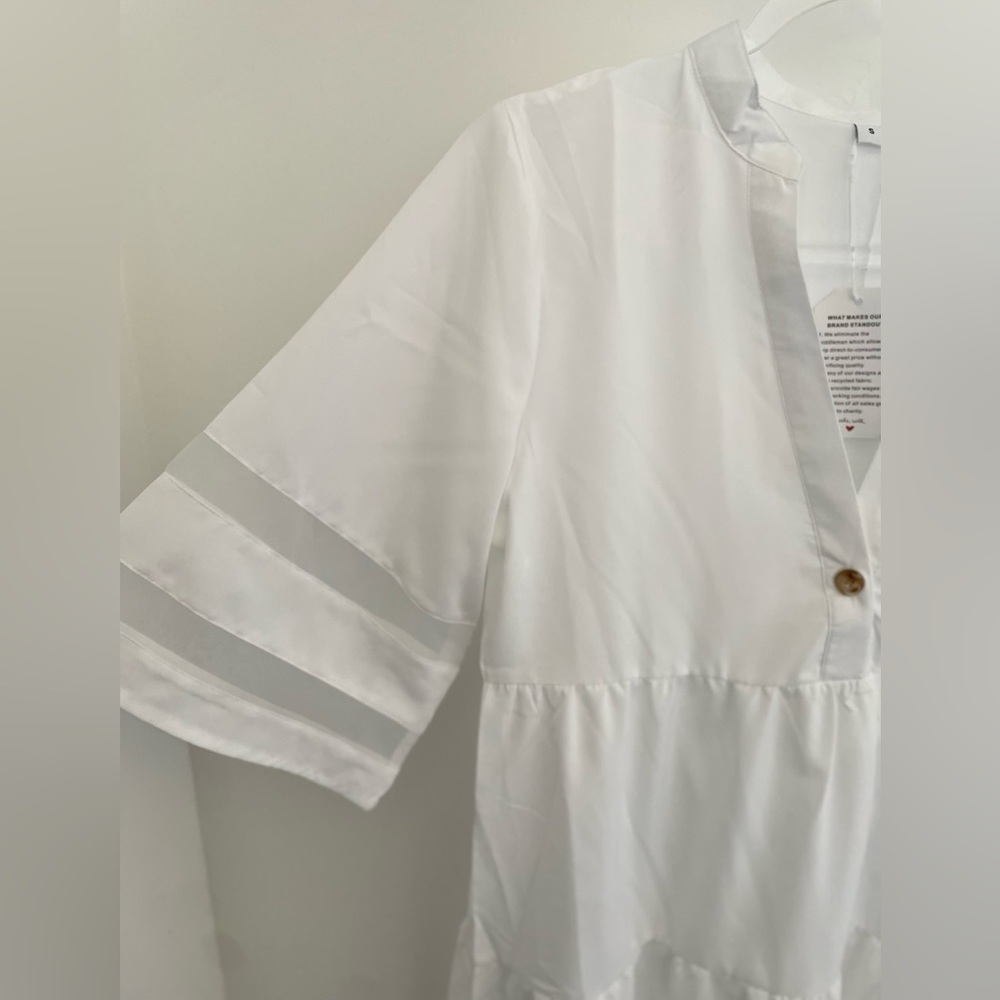 White dress sheer beach cover up short sleeve small NWT - Picture 4 of 9